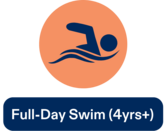 Swimmer image and link to full day camp page