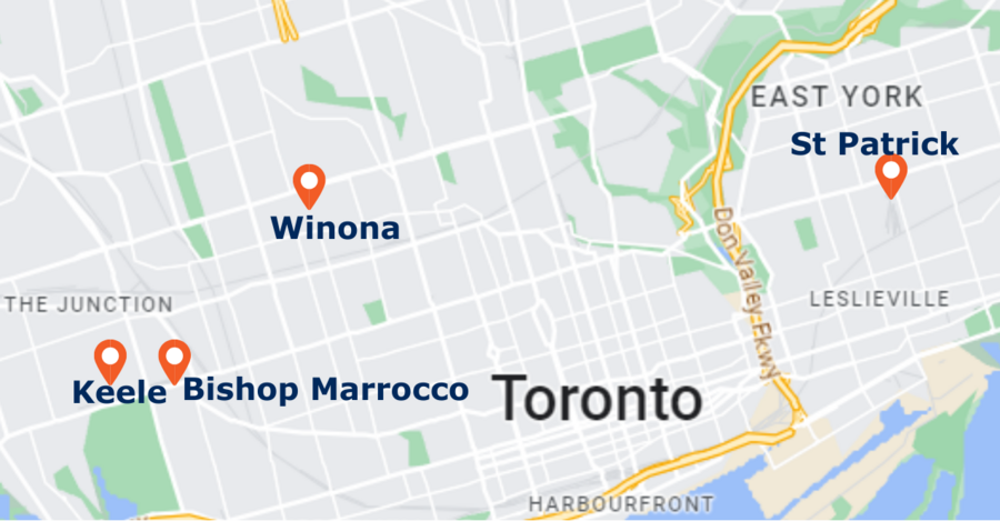 Toddler Swim Program Map of Locations in Toronto