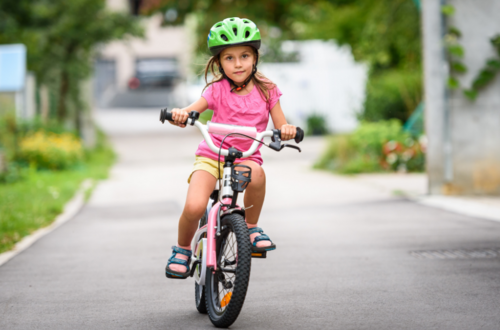 Girl riding bicycle