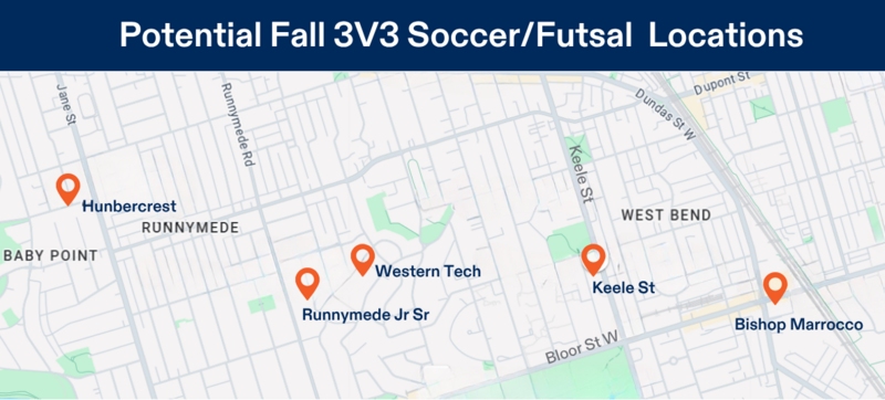 Potential High Park Soccer Program Locations Map
