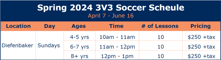 Spring 3V3 Soccer Schedule Diefenbaker Elementary Schoon in East York, Toronto