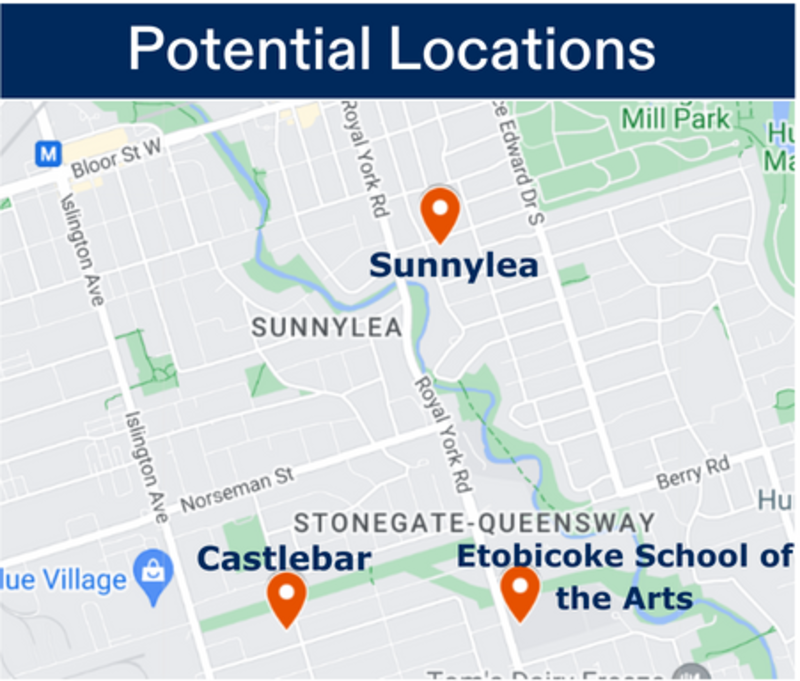 Etobicoke Area Toronto Learn to Bike Program Location Map