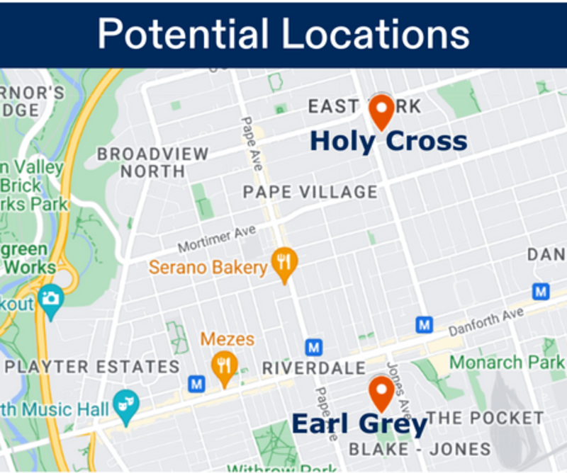 East York Area Toronto Learn to Bike Program Location Map