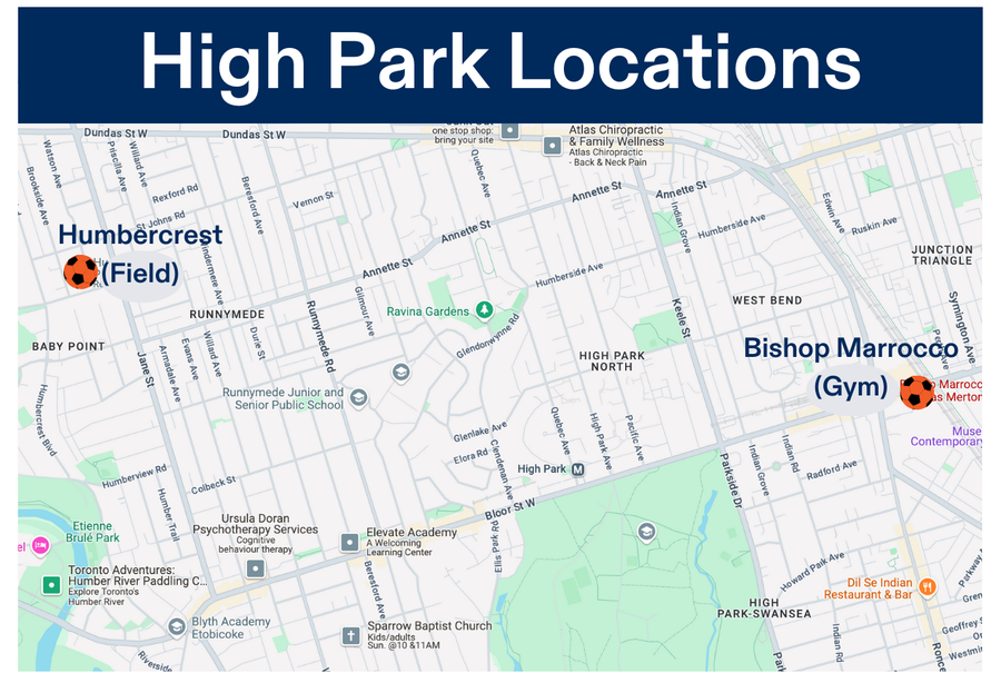 Fall 3V3 Soccer in High Park Location Map