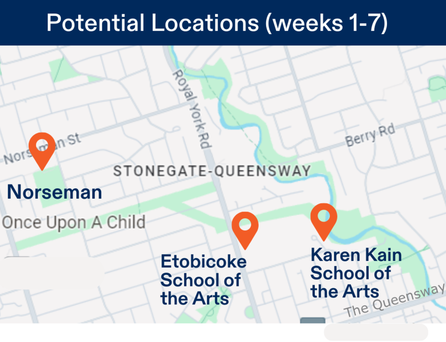 Summer Day camp for children Etobicoke map of locations