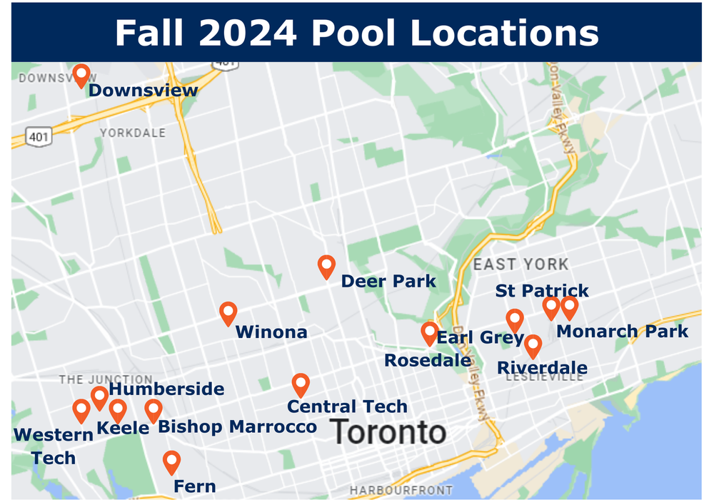 Fall 2024 Swim Lesson Pool Locations Map