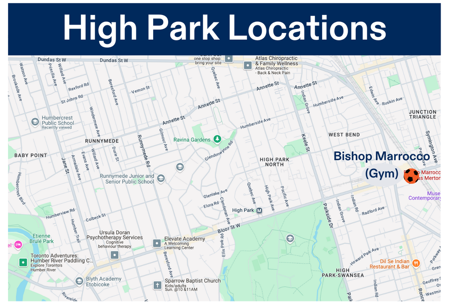 Winter 3V3 Soccer in High Park Location Map