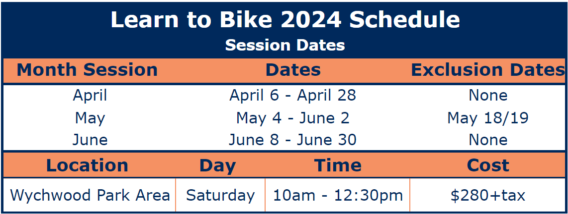 Wychwood Park, Toronto, Learn to Bike Spring 2024 Schedule
