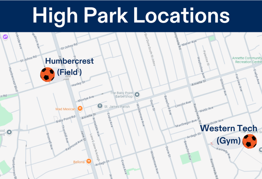 Fall 3V3 Soccer in High Park Location Map