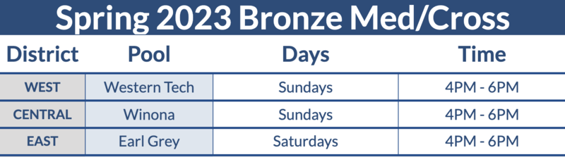 bronze medallion & cross swim program